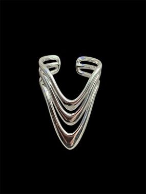Sterling Silver V-Stack Cuff ring Silver